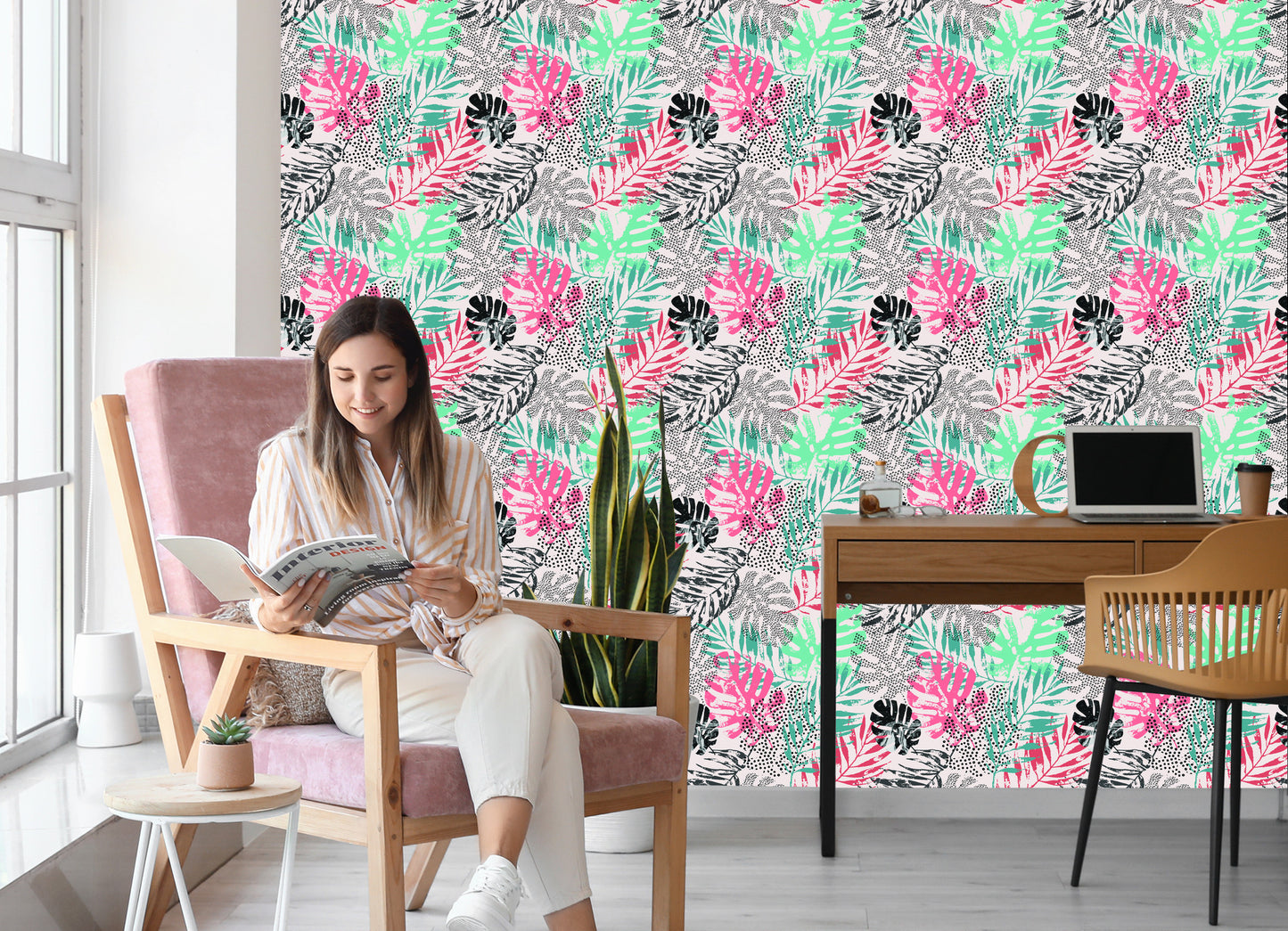 Wallpaper Stylish Tropical Leaves