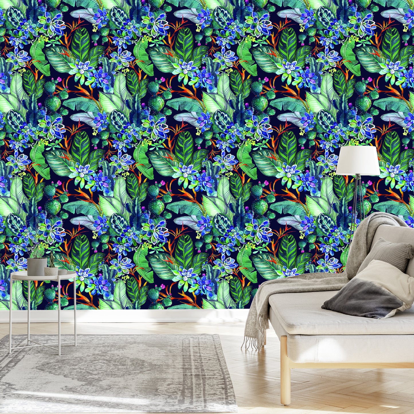 Wallpaper Succulents And Tropical Leaves