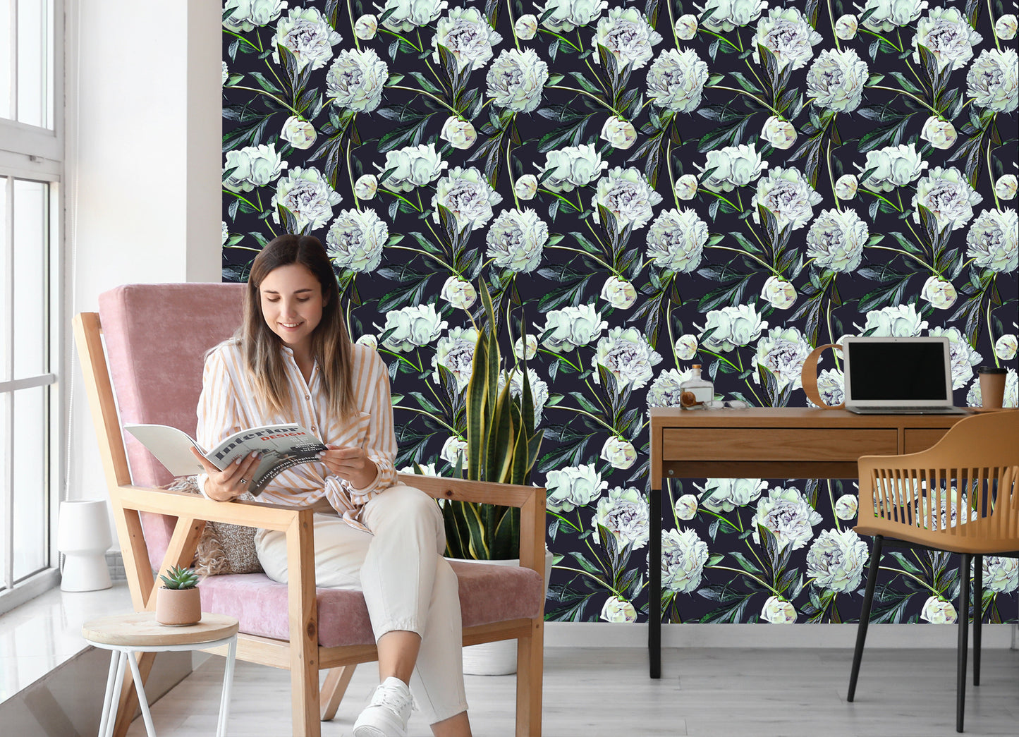 Wallpaper Peony Watercolor