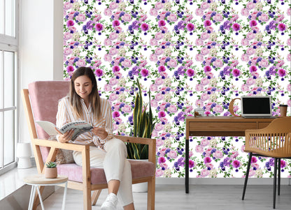 Wallpaper Floral Pattern With Roses Watercolor