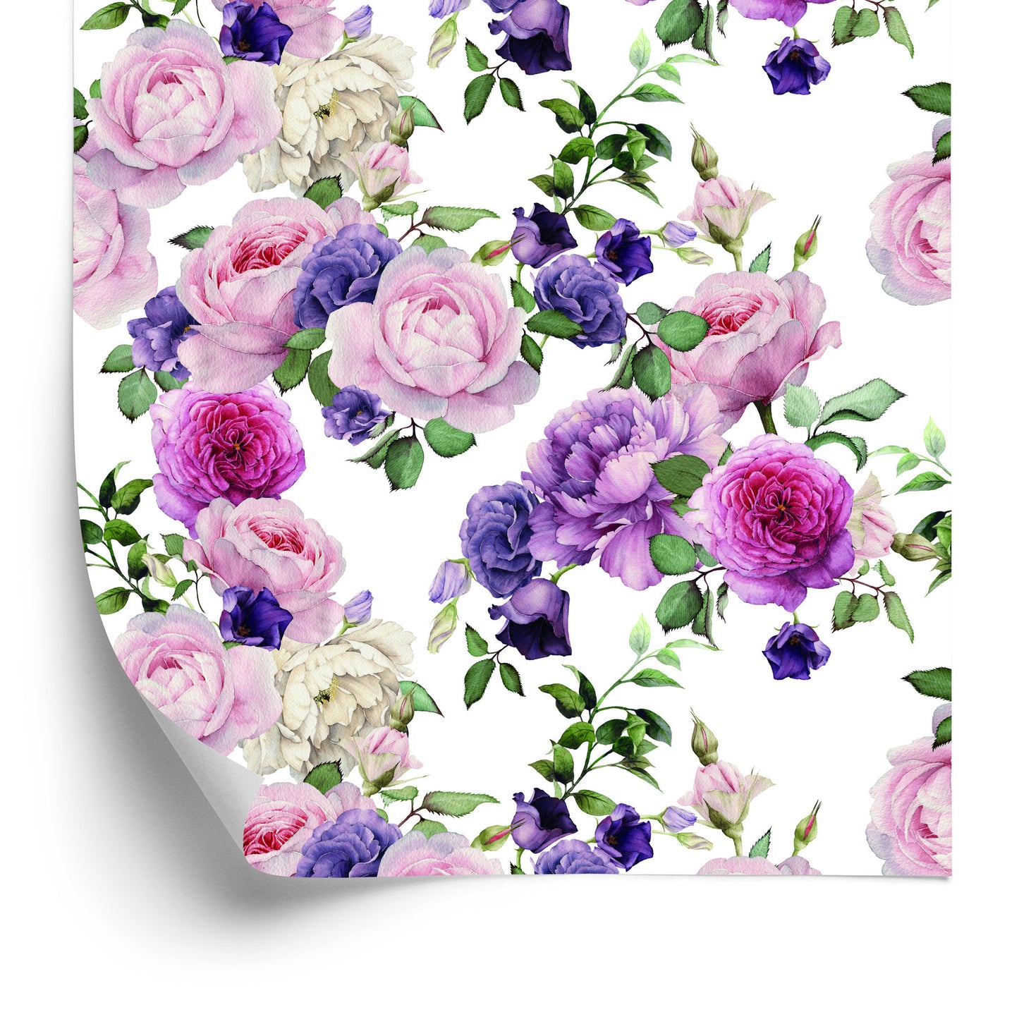 Wallpaper Floral Pattern With Roses Watercolor