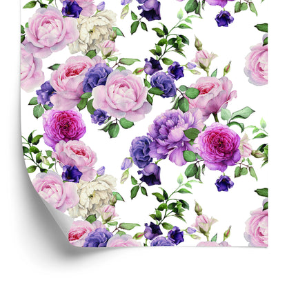 Wallpaper Floral Pattern With Roses Watercolor