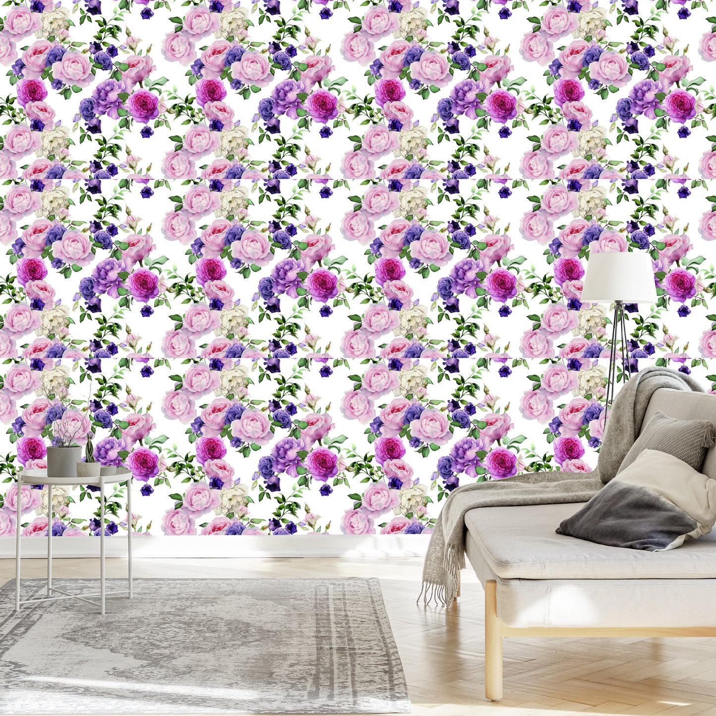 Wallpaper Floral Pattern With Roses Watercolor