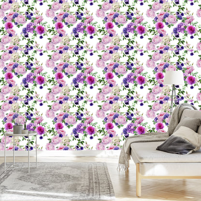 Wallpaper Floral Pattern With Roses Watercolor