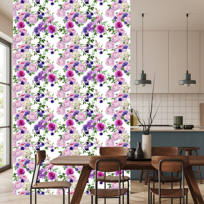 Wallpaper Floral Pattern With Roses Watercolor