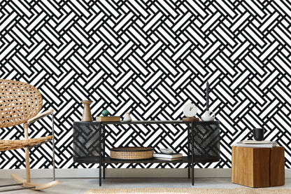 Wallpaper Black And White Geometric Pattern