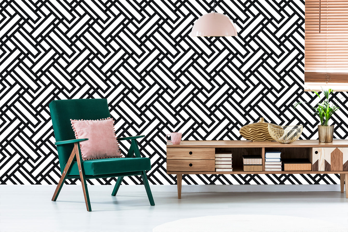 Wallpaper Black And White Geometric Pattern