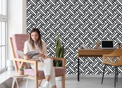 Wallpaper Black And White Geometric Pattern