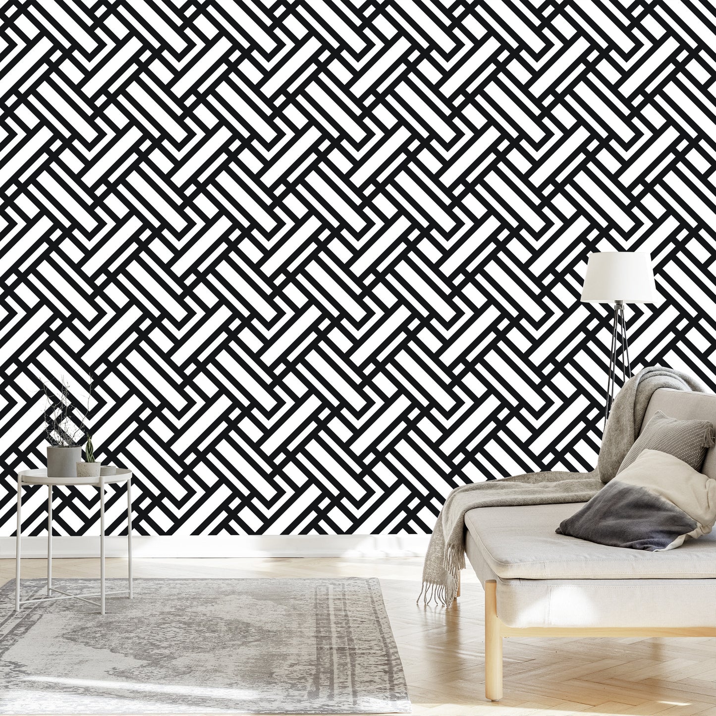 Wallpaper Black And White Geometric Pattern