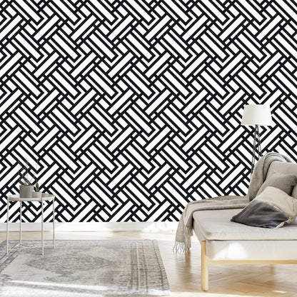 Wallpaper Black And White Geometric Pattern