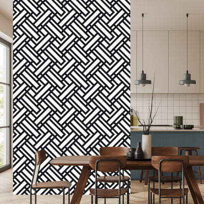 Wallpaper Black And White Geometric Pattern
