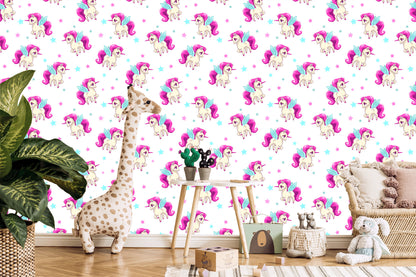 Wallpaper Flying Unicorns And Asterisks