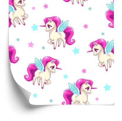 Wallpaper Flying Unicorns And Asterisks