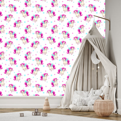Wallpaper Flying Unicorns And Asterisks