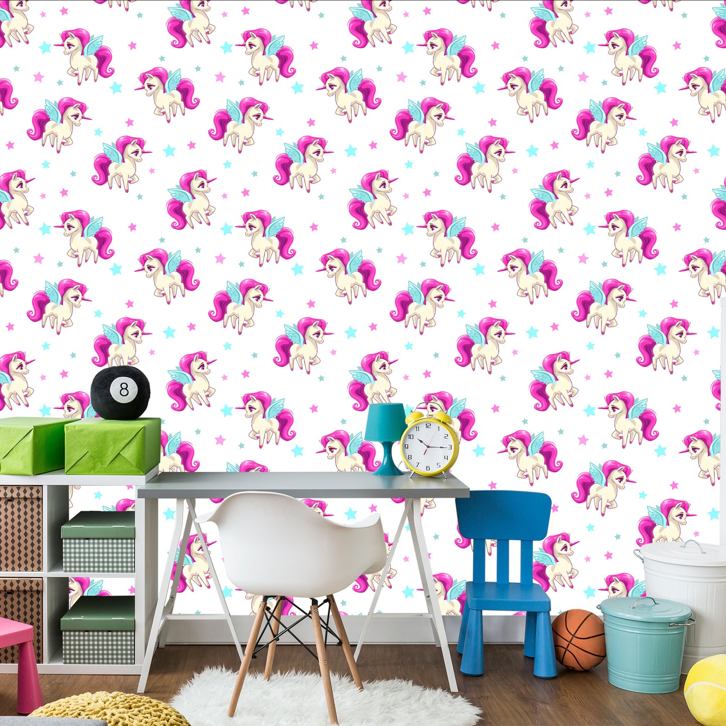 Wallpaper Flying Unicorns And Asterisks