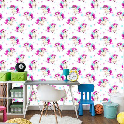 Wallpaper Flying Unicorns And Asterisks