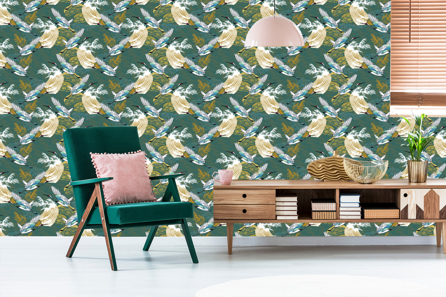 Wallpaper Flying Cranes