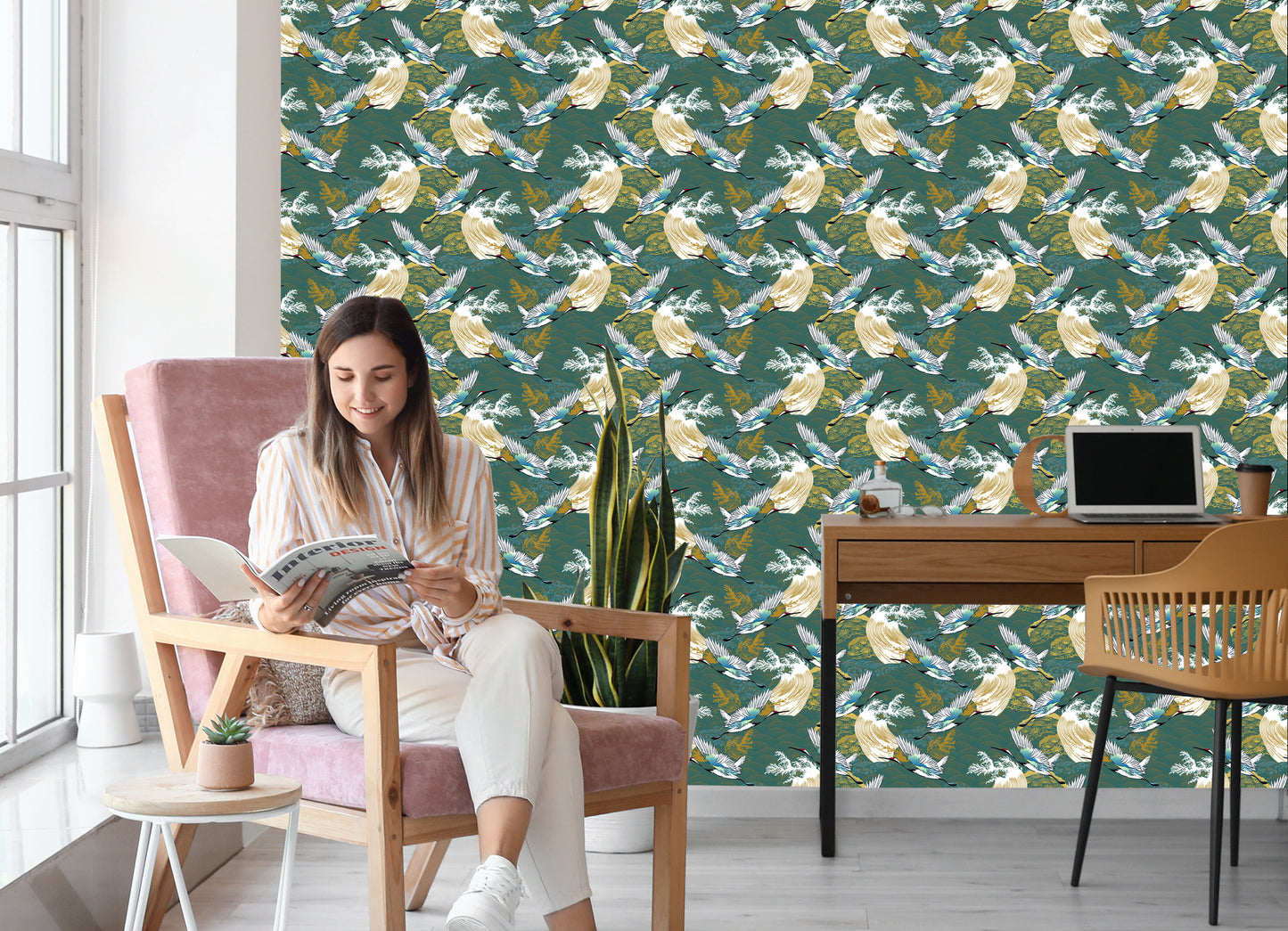 Wallpaper Flying Cranes