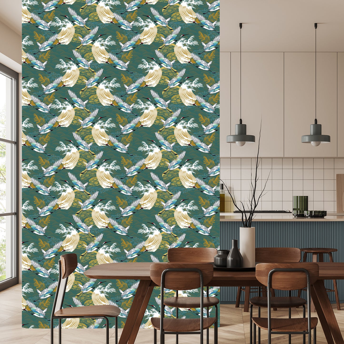 Wallpaper Flying Cranes