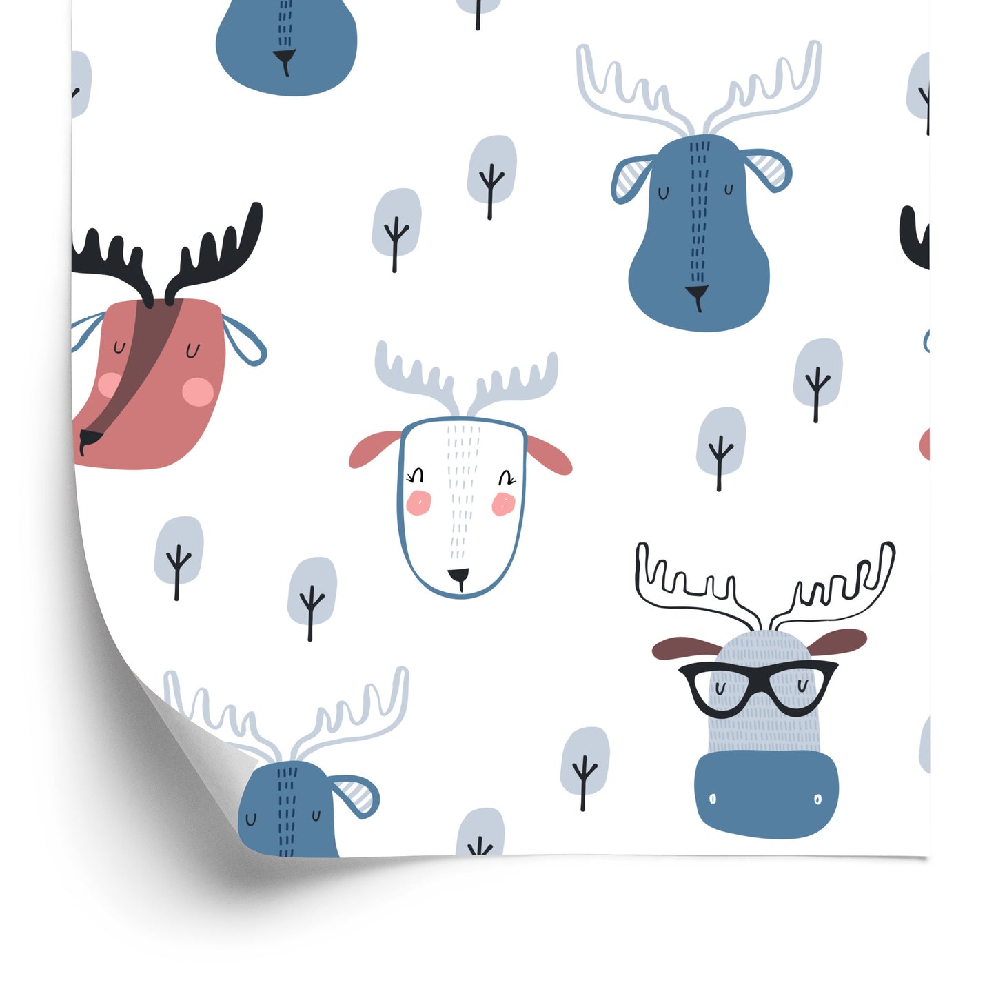 Wallpaper Animas And Trees In Scandinavian Style
