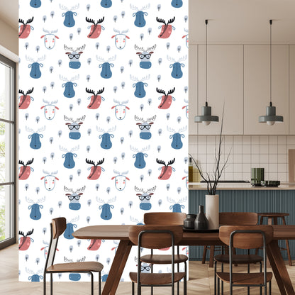 Wallpaper Animas And Trees In Scandinavian Style