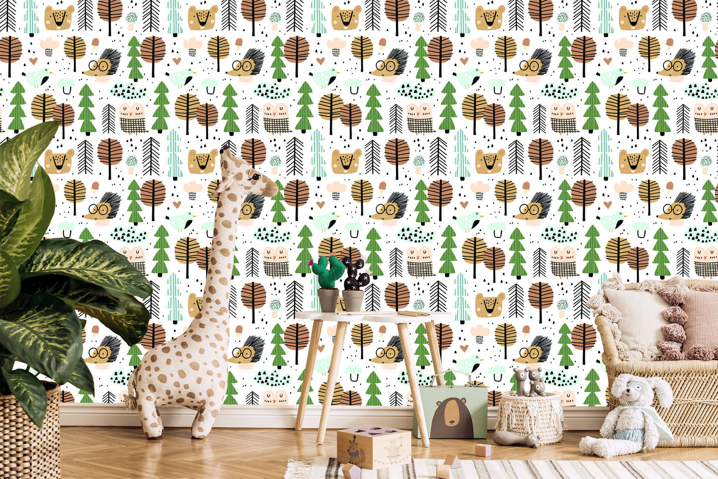 Wallpaper Leaves Trees Hedgehog Bear