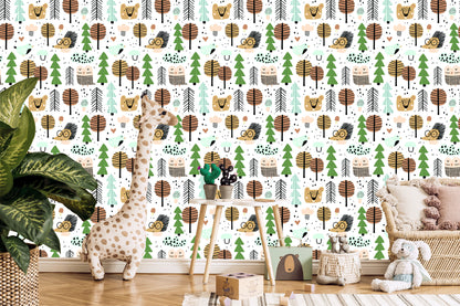 Wallpaper Leaves Trees Hedgehog Bear