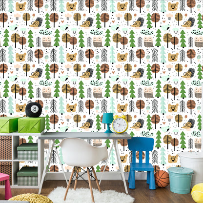 Wallpaper Leaves Trees Hedgehog Bear