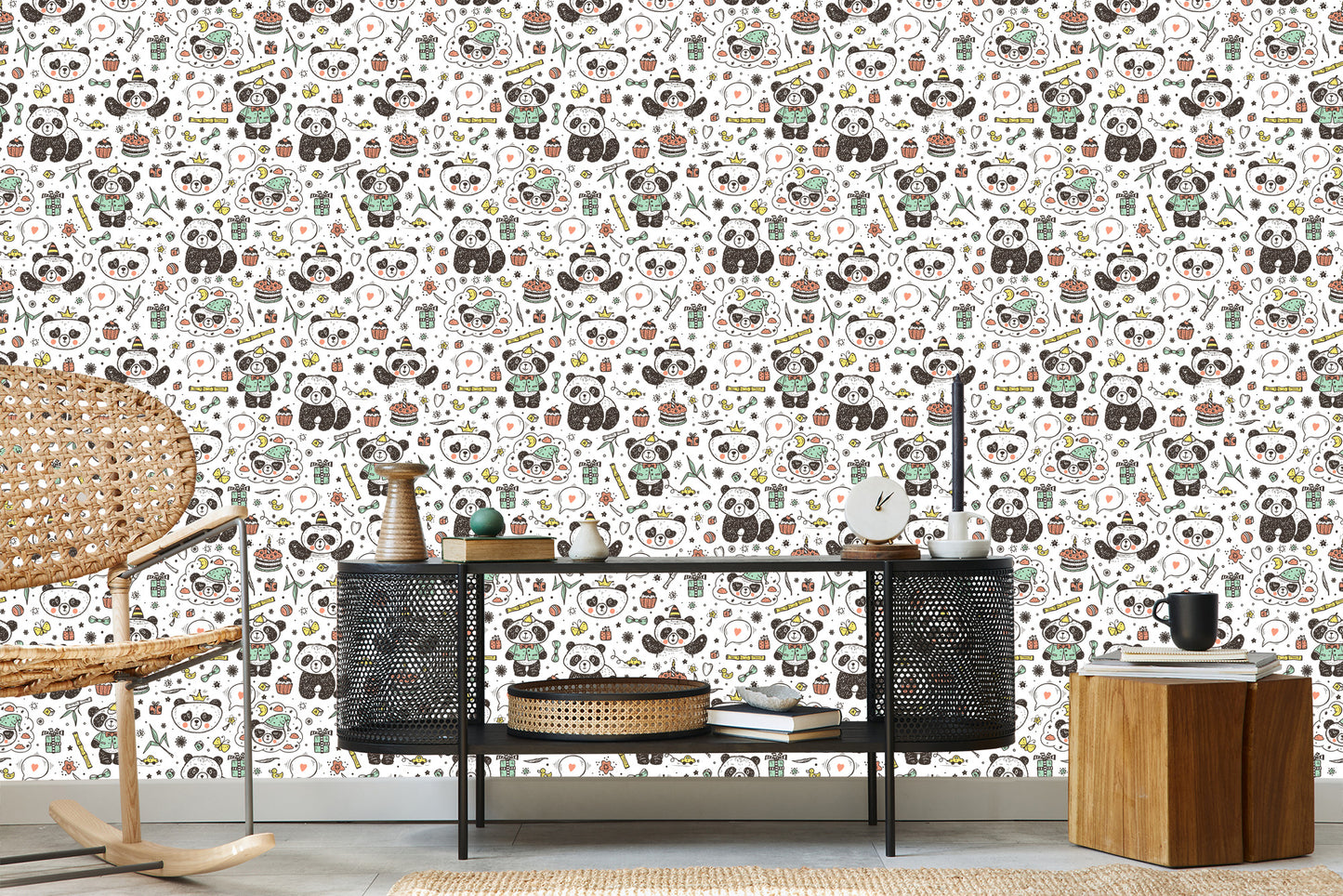 Wallpaper Pandas Among Toys
