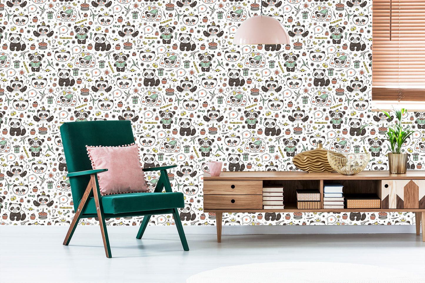 Wallpaper Pandas Among Toys