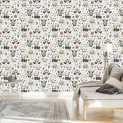 Wallpaper Pandas Among Toys