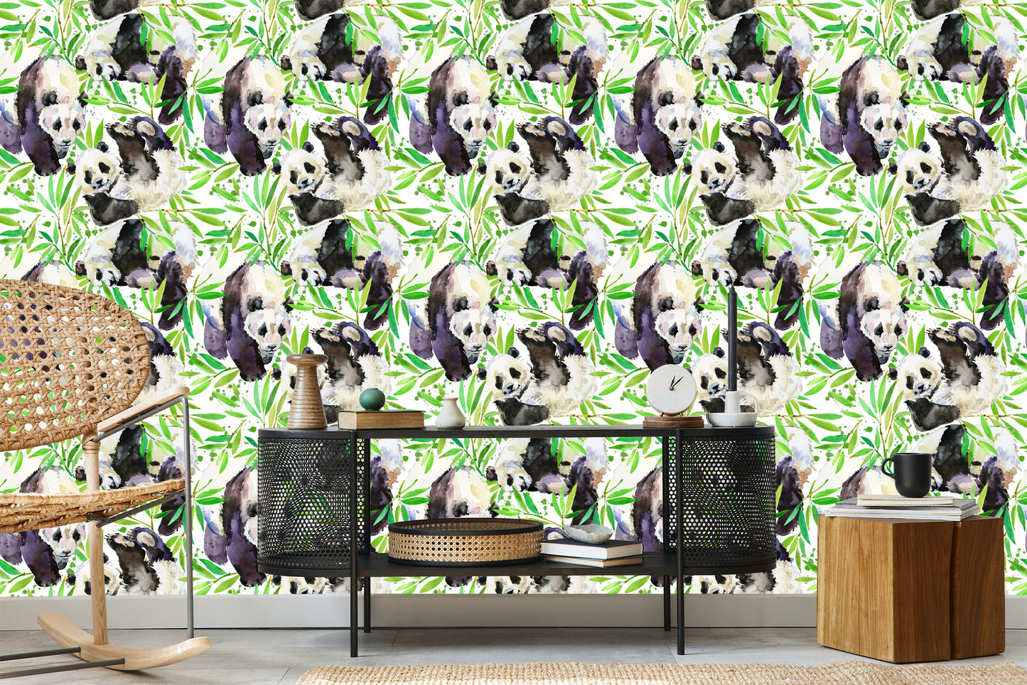 Wallpaper Handpainted Pandas