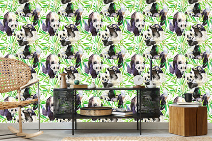 Wallpaper Handpainted Pandas