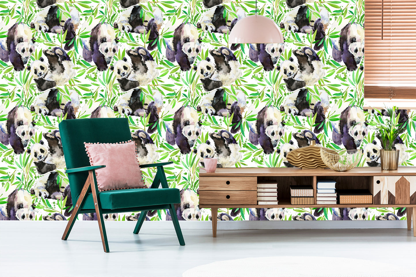 Wallpaper Handpainted Pandas