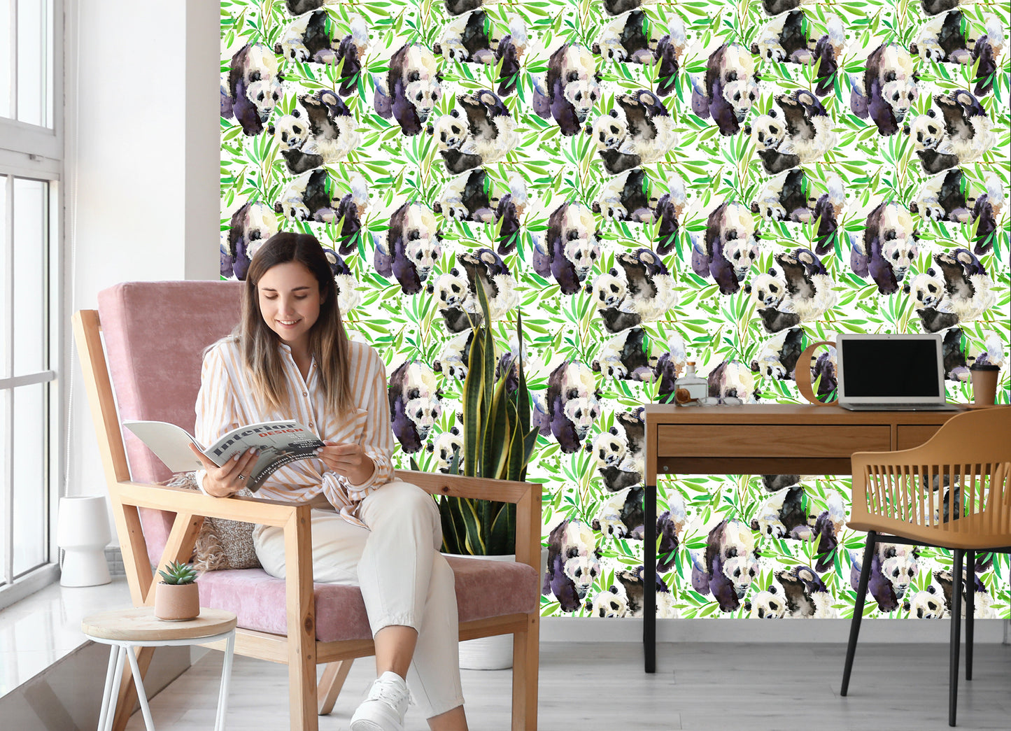 Wallpaper Handpainted Pandas