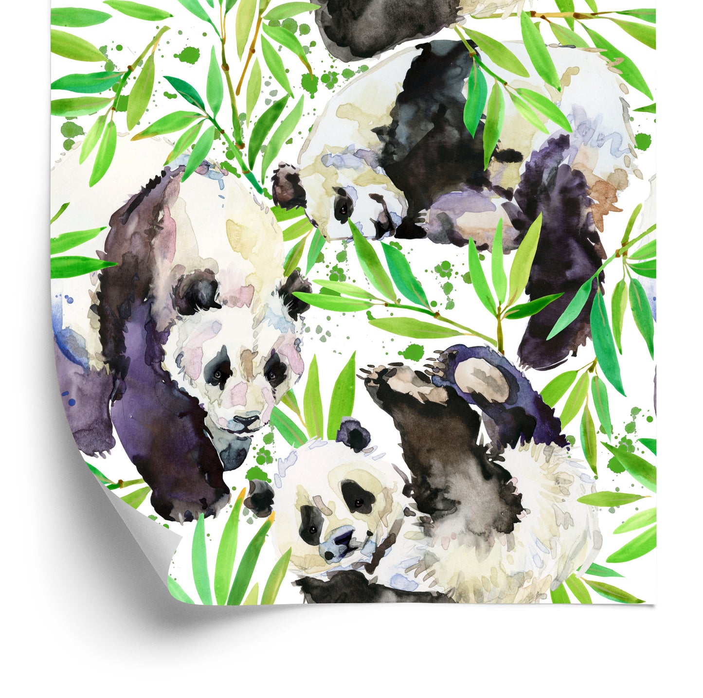 Wallpaper Handpainted Pandas