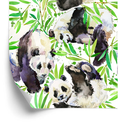 Wallpaper Handpainted Pandas