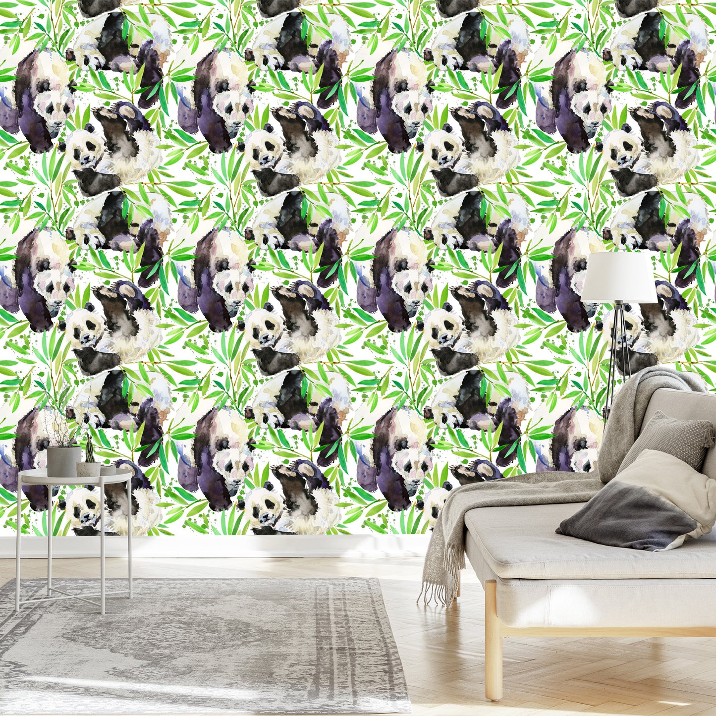 Wallpaper Handpainted Pandas
