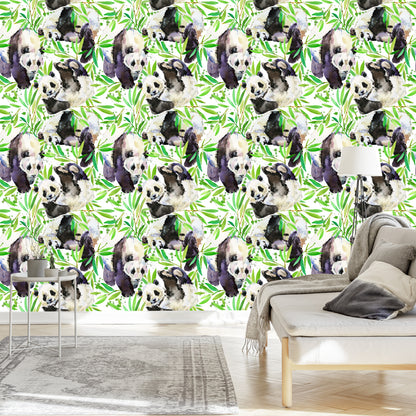 Wallpaper Handpainted Pandas