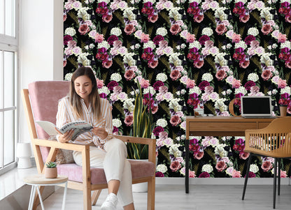Wallpaper Roses Fern Leaves