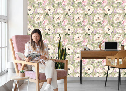 Wallpaper Peonies In Toned Colours