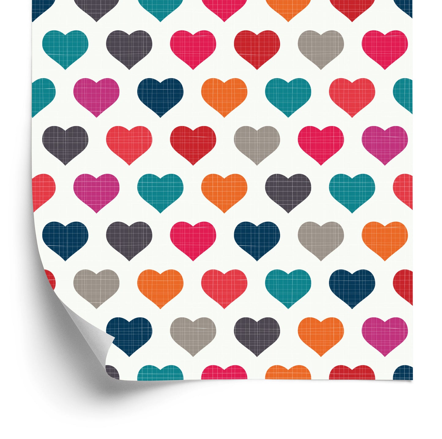 Wallpaper Colorful Hearts In Retro Style