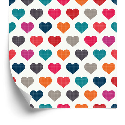Wallpaper Colorful Hearts In Retro Style