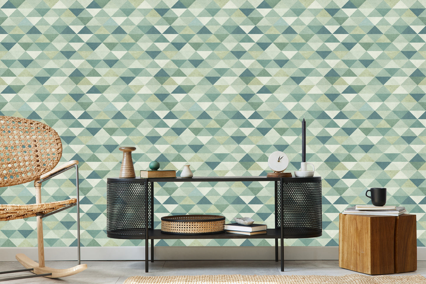 Wallpaper Retro Triangles In Green