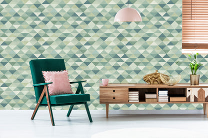 Wallpaper Retro Triangles In Green