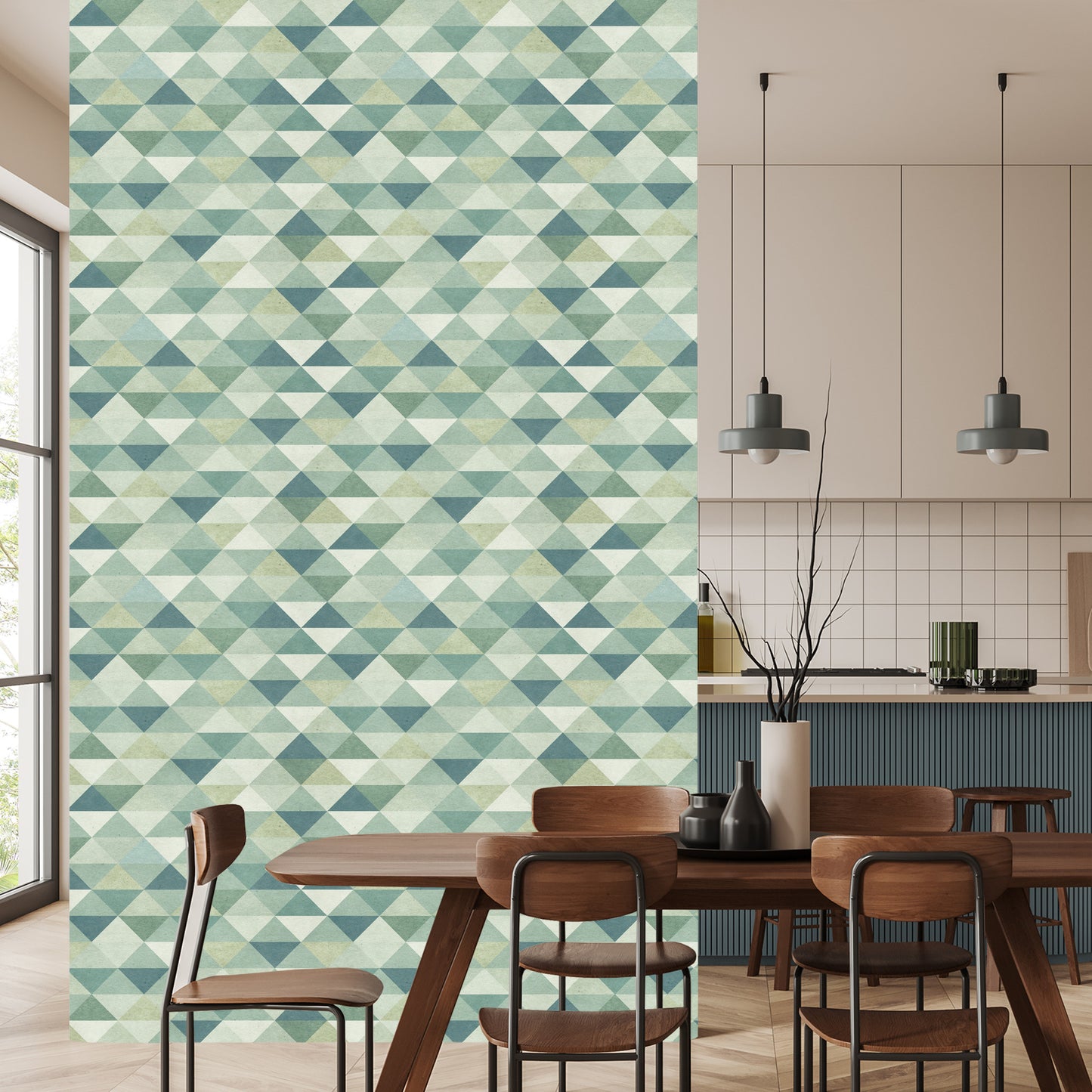 Wallpaper Retro Triangles In Green