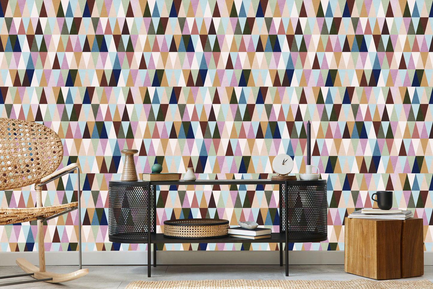 Wallpaper Colorful Retro Triangles