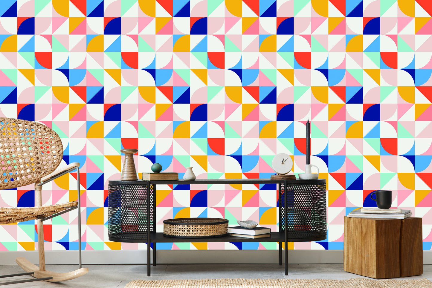 Wallpaper Colorful Variation In Retro Style