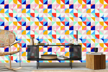 Wallpaper Colorful Variation In Retro Style