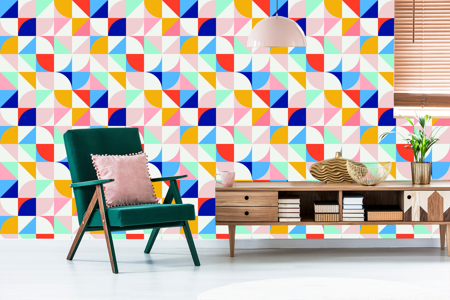 Wallpaper Colorful Variation In Retro Style